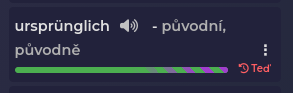 Panel pokroku u slovíček na driluj.cz